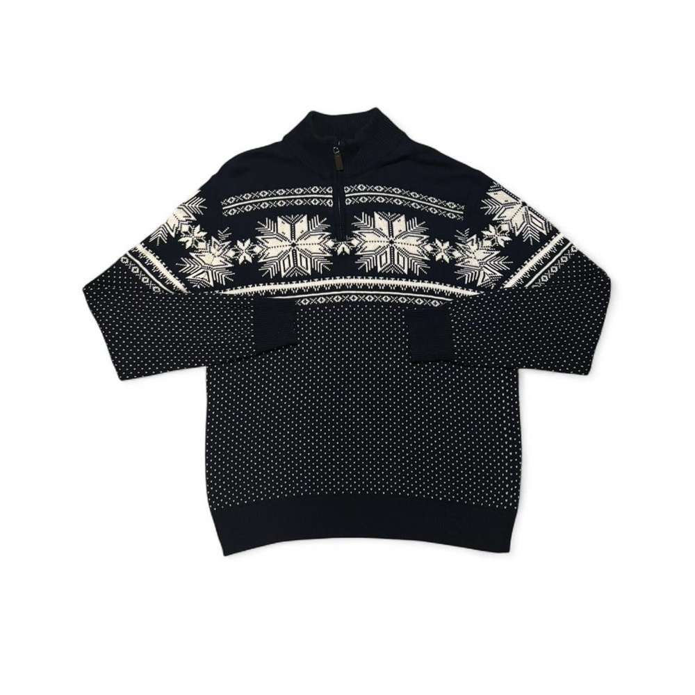Aspen Navy Snowflake Zip-Up Sweater for Men